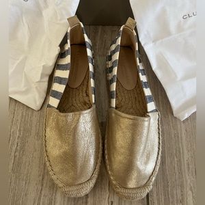 Club Monaco Ryan Slipper Espadrilles fabric blue stripe shoes size 38